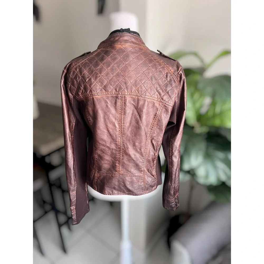 Maurices Size L Faux Leather Moto Jacket